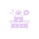A person with headphones on sitting at a desk.